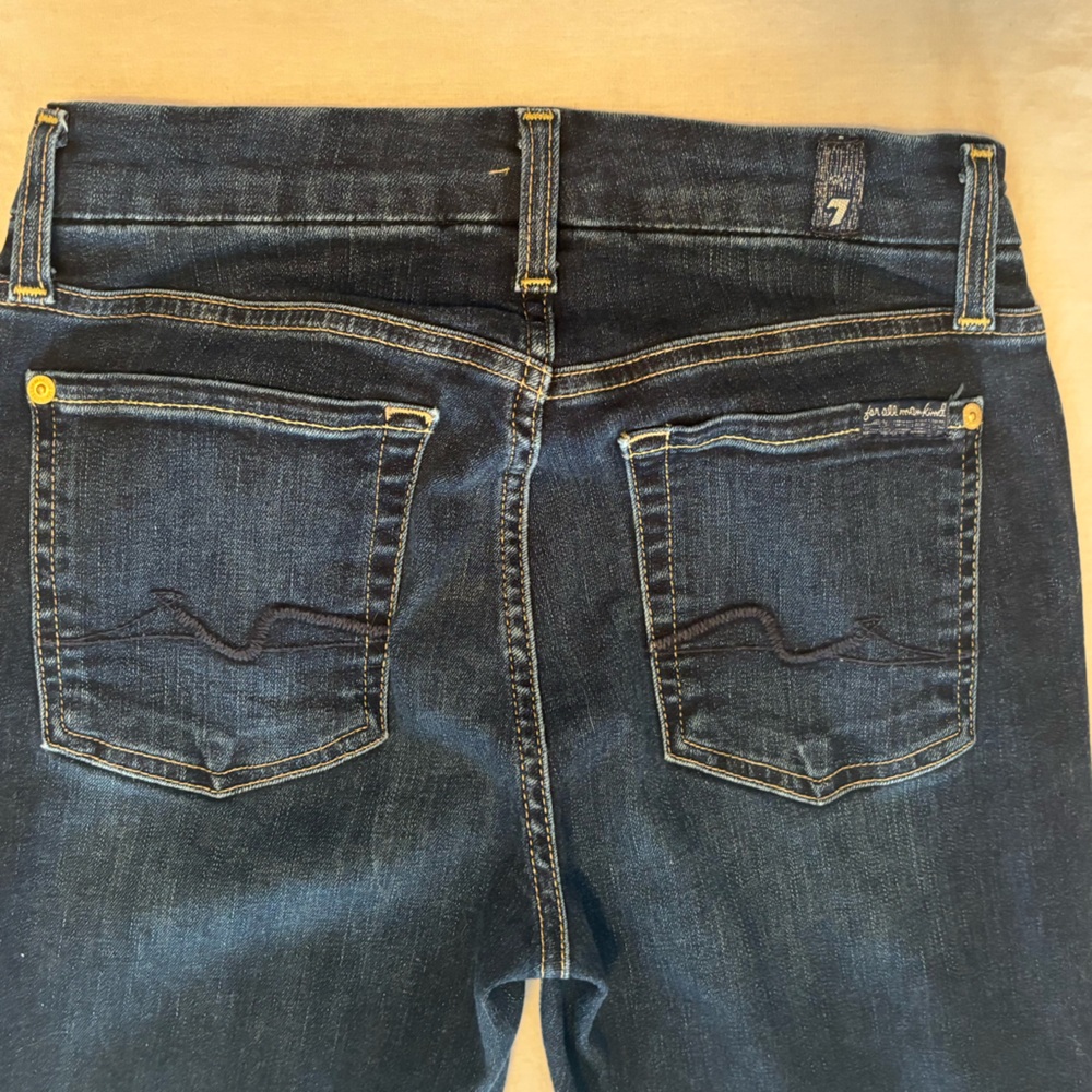 7 For All Mankind Jeans Womens 27 Dark Wash Straight Leg Stretch Denim Mid Rise